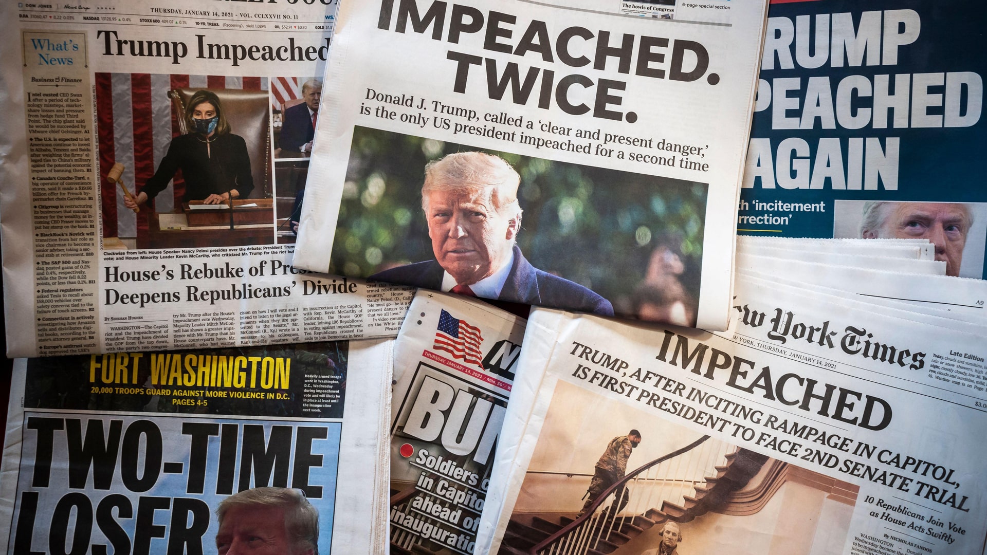 Impeachment newspaper headlines